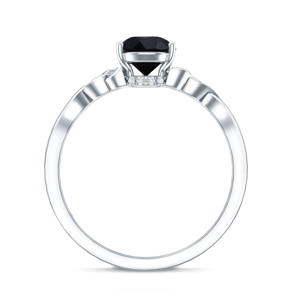 Solitaire Pear Cut Black Onyx Engagement Ring with Celtic Band Rosec Jewels