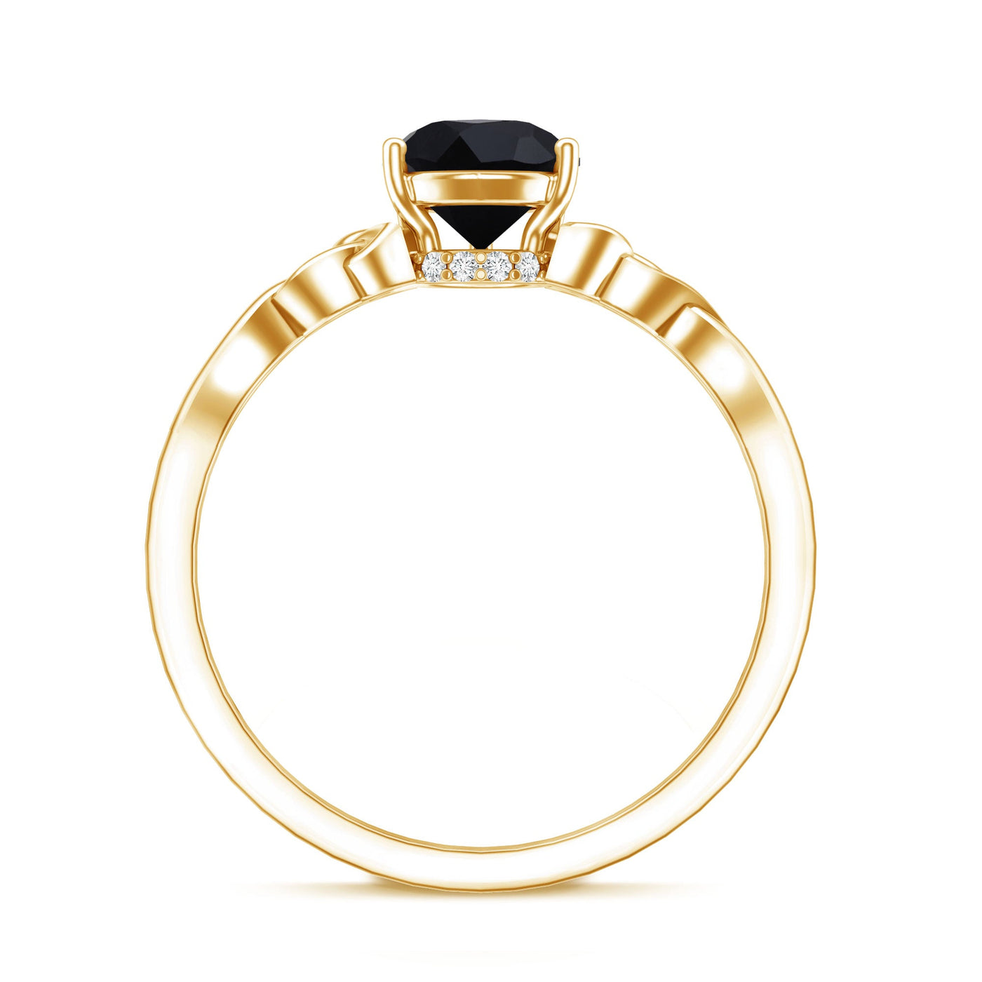Solitaire Pear Cut Black Onyx Engagement Ring with Celtic Band Rosec Jewels
