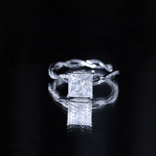 Certified 3 Carat Moissanite Princess Cut Engagement Ring with Braided Shank Rosec Jewels