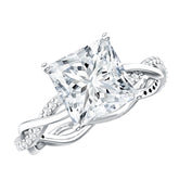 Certified 3 Carat Moissanite Princess Cut Engagement Ring with Braided Shank Rosec Jewels