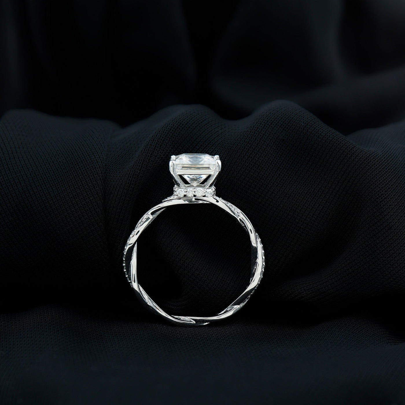 Certified 3 Carat Moissanite Princess Cut Engagement Ring with Braided Shank Rosec Jewels