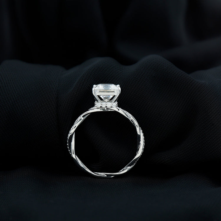 Certified 3 Carat Moissanite Princess Cut Engagement Ring with Braided Shank Rosec Jewels
