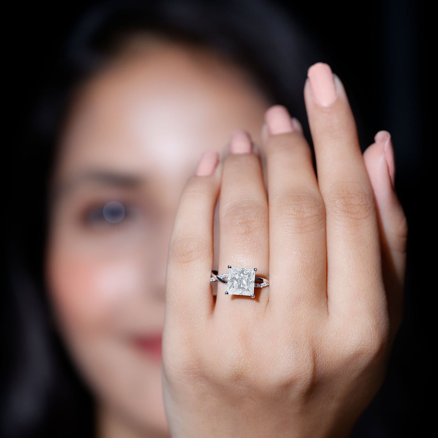 Certified 3 Carat Moissanite Princess Cut Engagement Ring with Braided Shank Rosec Jewels