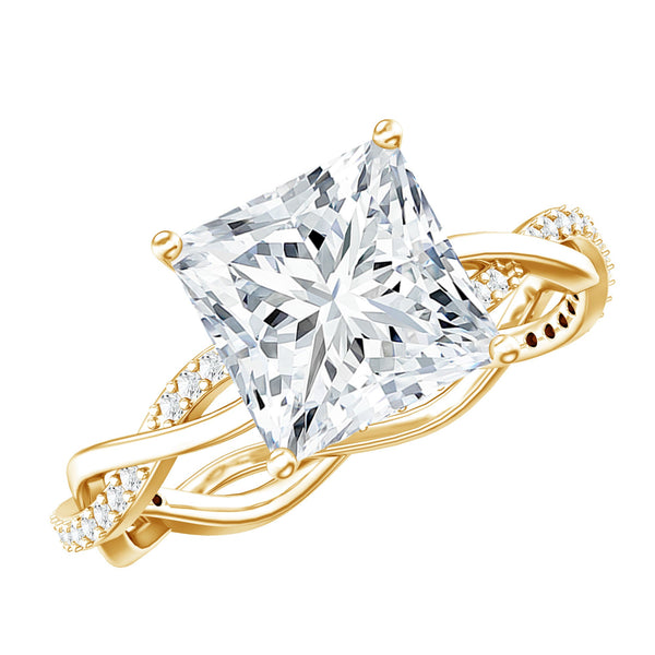 Certified 3 Carat Moissanite Princess Cut Engagement Ring with Braided Shank Rosec Jewels
