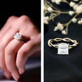 Certified 3 Carat Moissanite Princess Cut Engagement Ring with Braided Shank Rosec Jewels