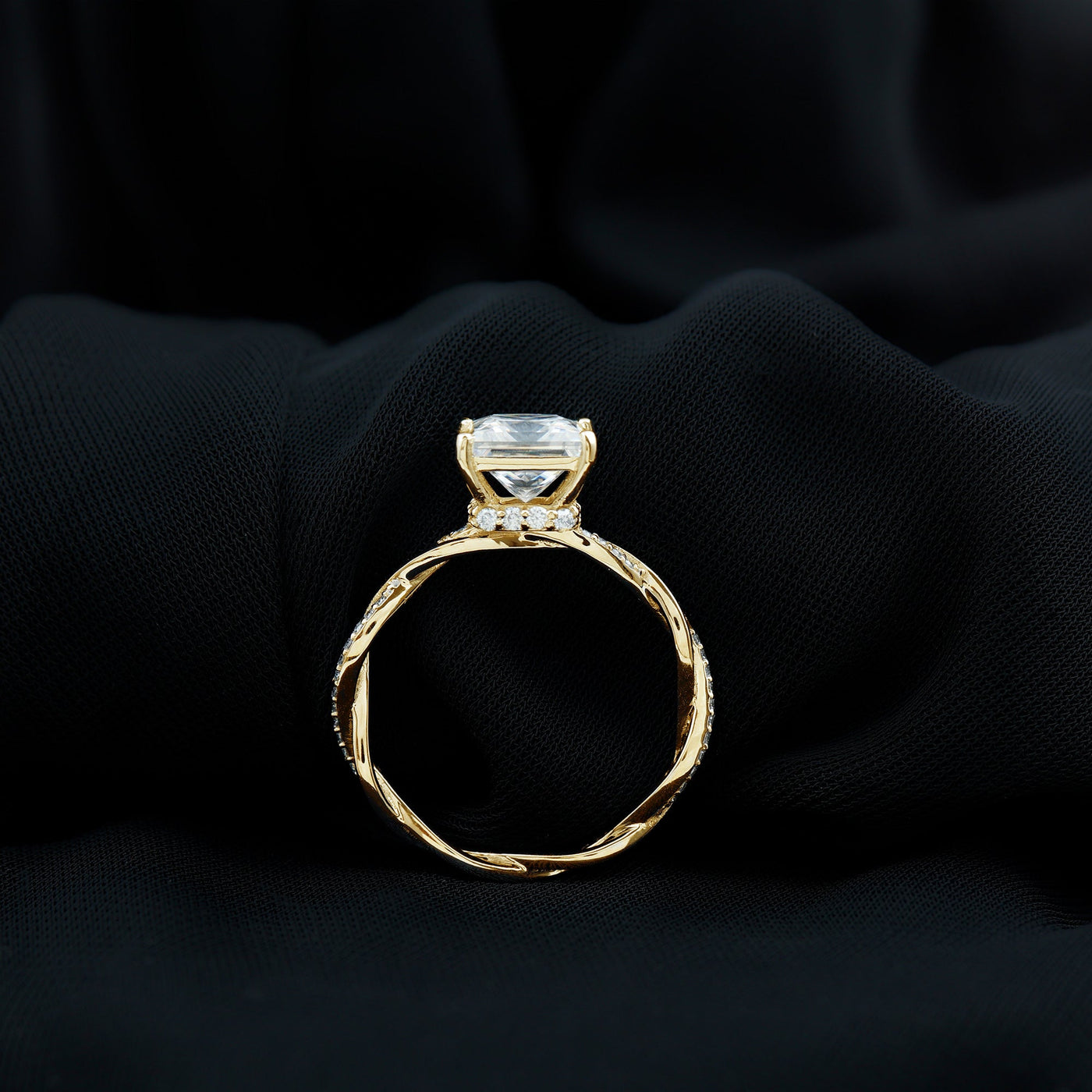 Certified 3 Carat Moissanite Princess Cut Engagement Ring with Braided Shank Rosec Jewels