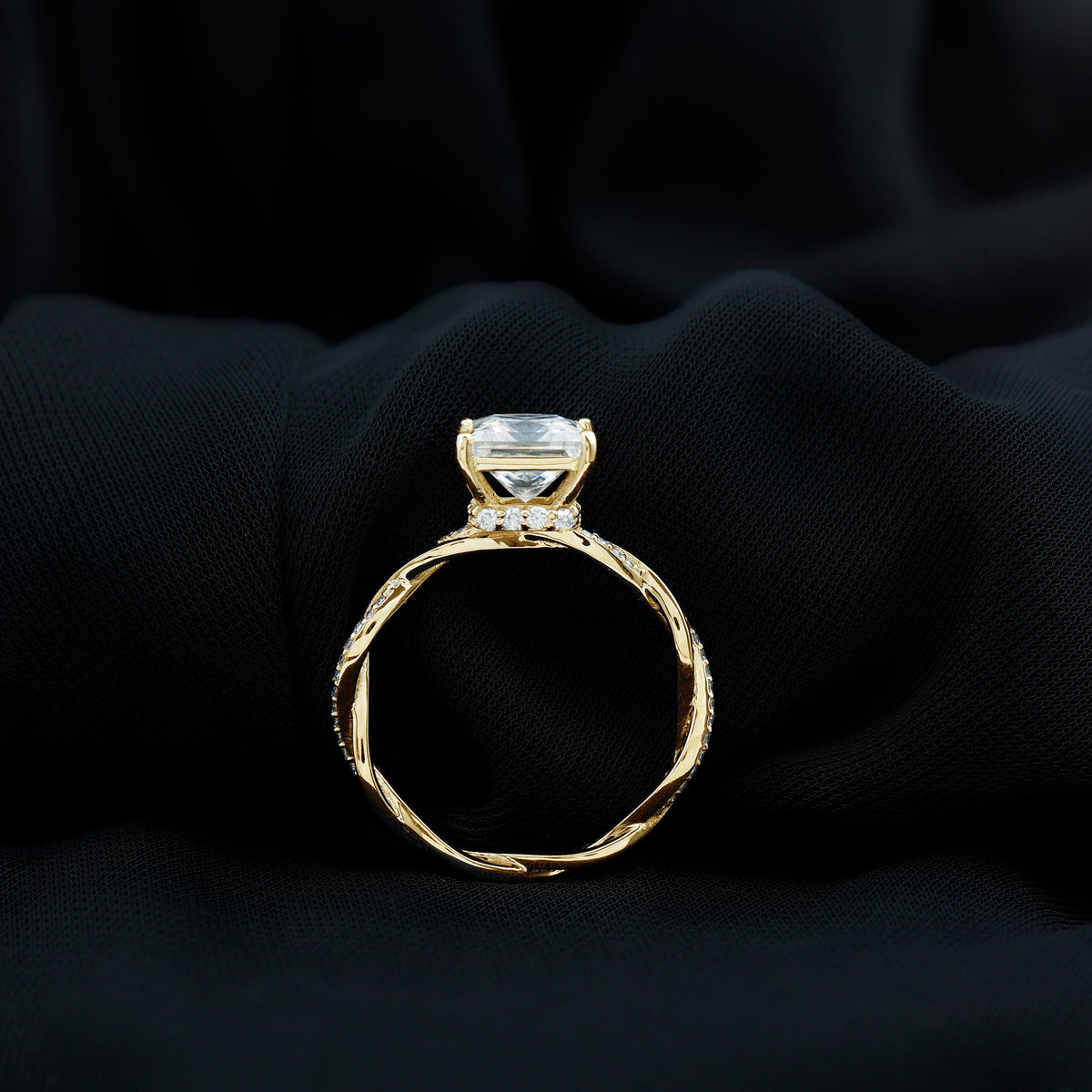 Certified 3 Carat Moissanite Princess Cut Engagement Ring with Braided Shank Rosec Jewels