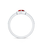 Lab Created Ruby Heart Promise Ring with Diamond Halo Rosec Jewels