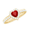 Lab Created Ruby Heart Promise Ring with Diamond Halo Rosec Jewels
