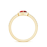 Lab Created Ruby Heart Promise Ring with Diamond Halo Rosec Jewels