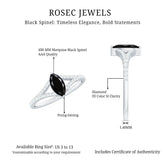 Minimal Black Spinel Marquise Engagement Ring with Diamond Split Shank Rosec Jewels