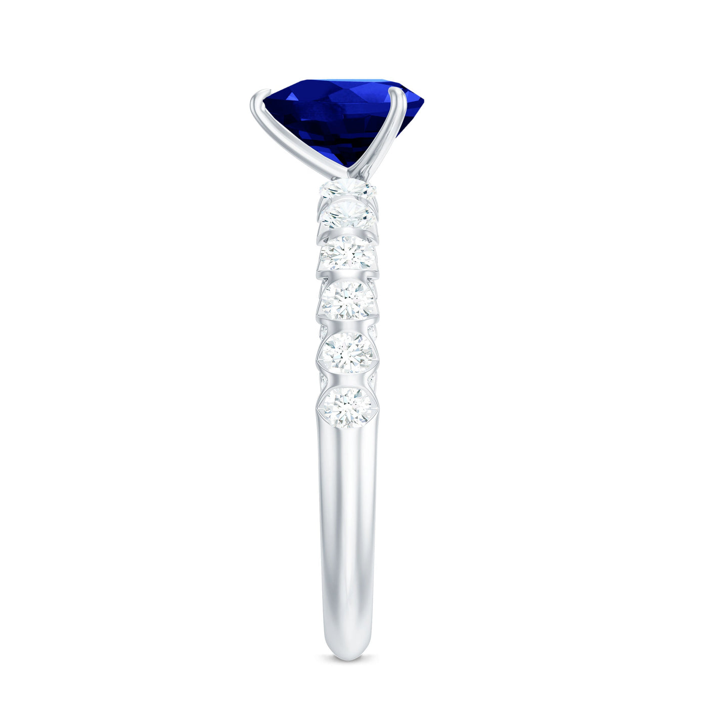 Certified 0.9 Carat Lab Created Blue Sapphire Heart Engagement Ring with Diamond Rosec Jewels