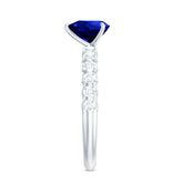 Certified 0.9 Carat Lab Created Blue Sapphire Heart Engagement Ring with Diamond Rosec Jewels