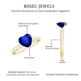 Certified 0.9 Carat Lab Created Blue Sapphire Heart Engagement Ring with Diamond Rosec Jewels