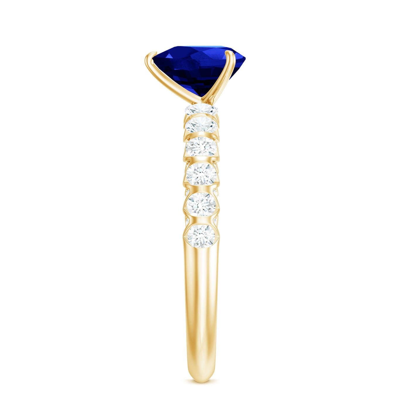 Certified 0.9 Carat Lab Created Blue Sapphire Heart Engagement Ring with Diamond Rosec Jewels