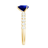 Certified 0.9 Carat Lab Created Blue Sapphire Heart Engagement Ring with Diamond Rosec Jewels