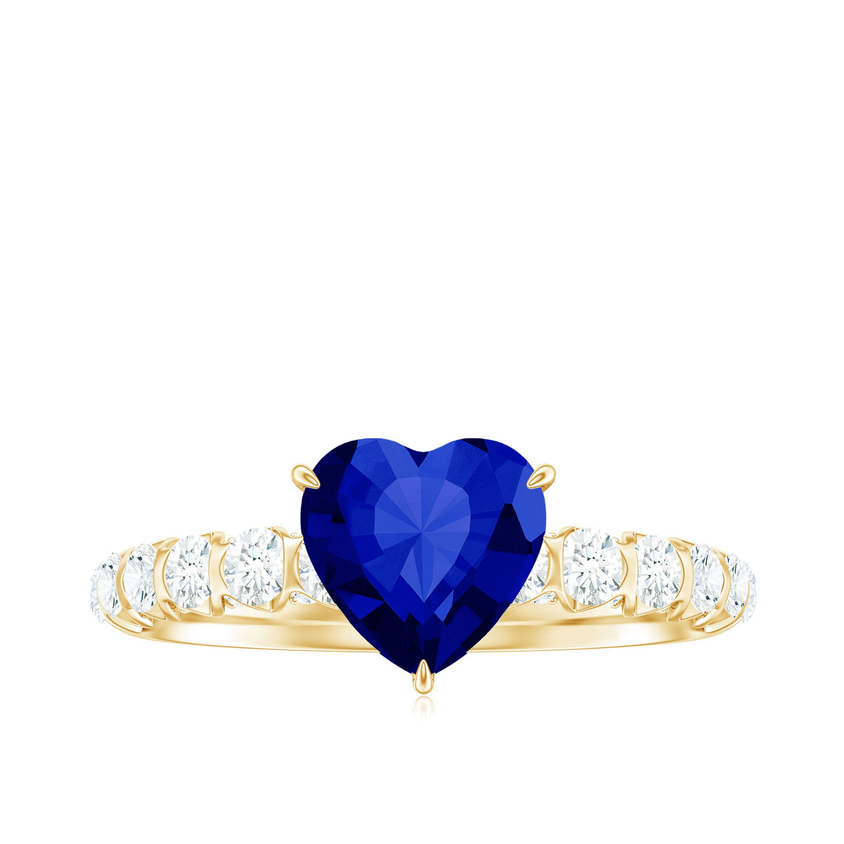 Certified 0.9 Carat Lab Created Blue Sapphire Heart Engagement Ring with Diamond Rosec Jewels