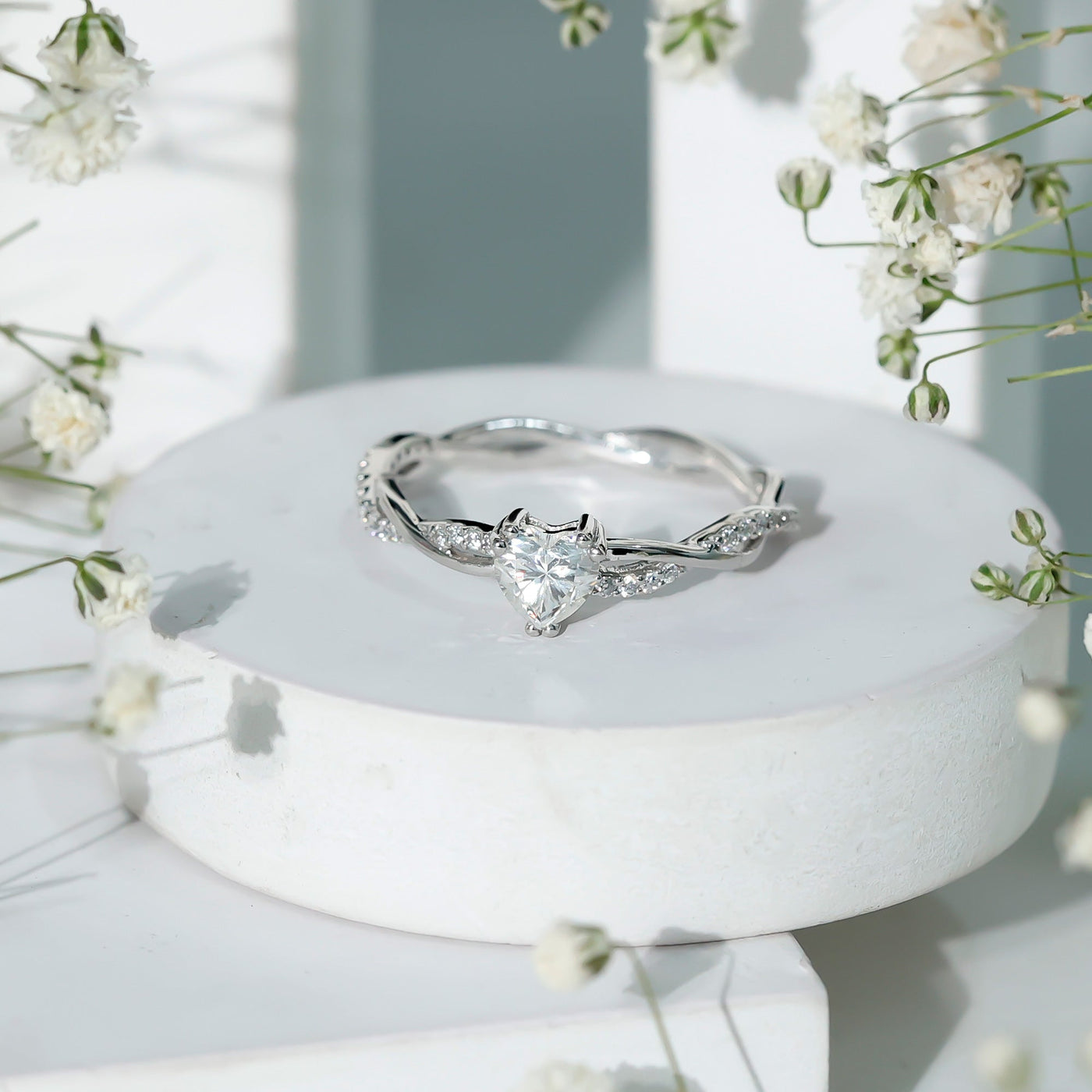 Heart Shape Moissanite Solitaire Promise Ring Rosec Jewels