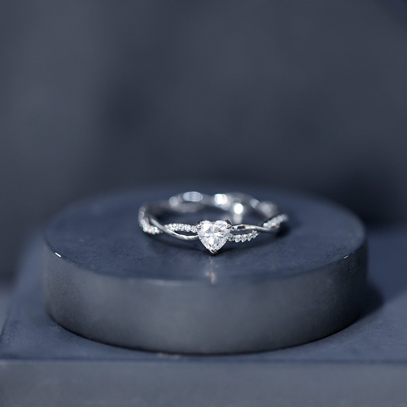 Heart Shape Moissanite Solitaire Promise Ring Rosec Jewels
