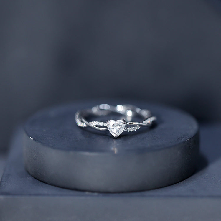Heart Shape Moissanite Solitaire Promise Ring Rosec Jewels