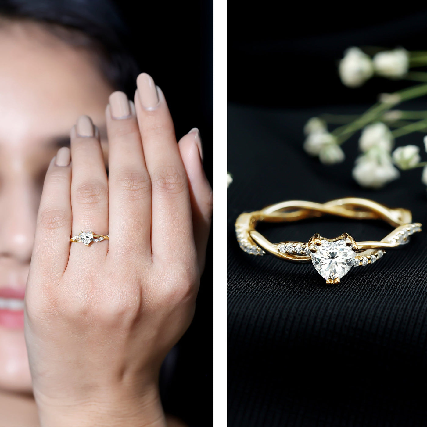 Heart Shape Moissanite Solitaire Promise Ring Rosec Jewels