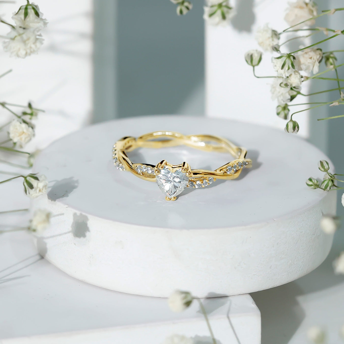 Heart Shape Moissanite Solitaire Promise Ring Rosec Jewels