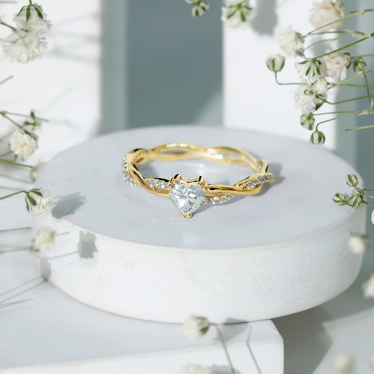 Heart Shape Moissanite Solitaire Promise Ring Rosec Jewels