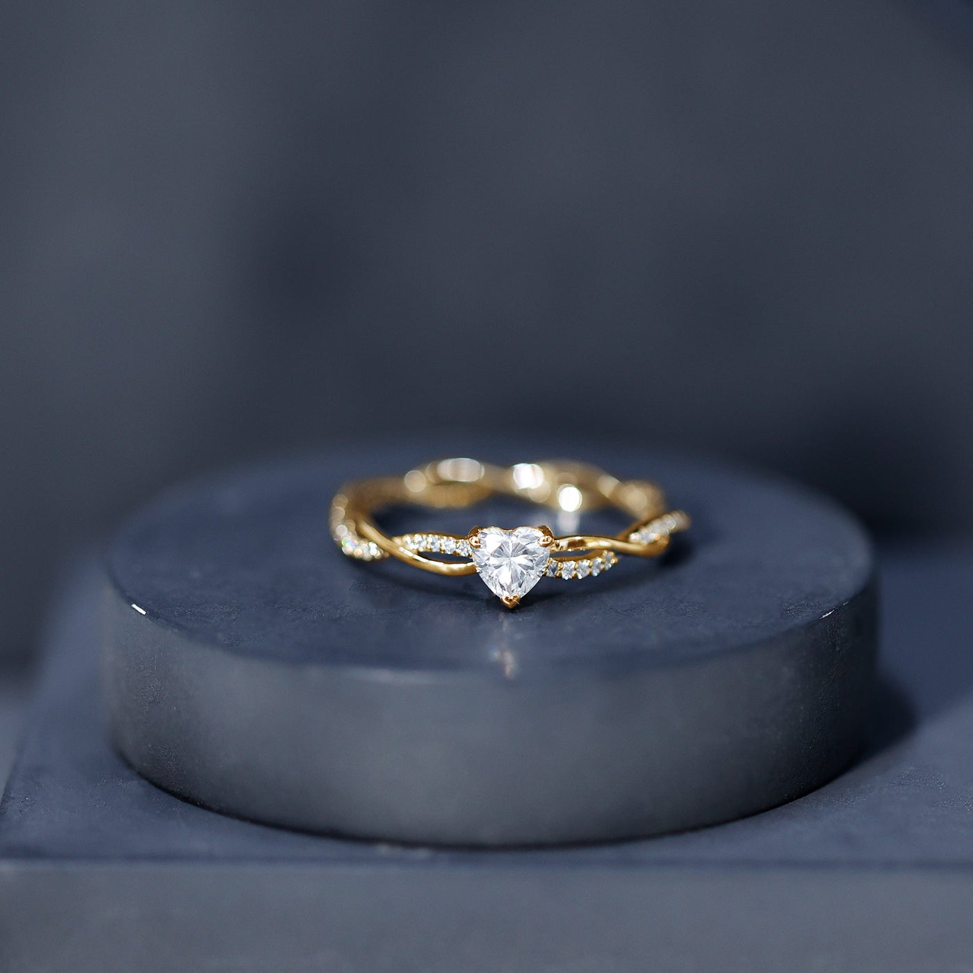 Heart Shape Moissanite Solitaire Promise Ring Rosec Jewels