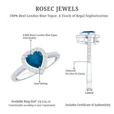 Heart Shaped London Blue Topaz Engagement Ring with Diamond Halo Rosec Jewels