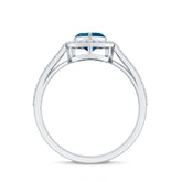 Heart Shaped London Blue Topaz Engagement Ring with Diamond Halo Rosec Jewels