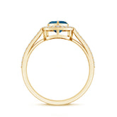 Heart Shaped London Blue Topaz Engagement Ring with Diamond Halo Rosec Jewels