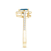 Heart Shaped London Blue Topaz Engagement Ring with Diamond Halo Rosec Jewels