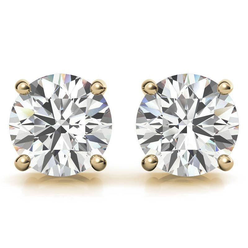 1 CTW Lab-Grown Diamond Stud Earrings - G/VS Clarity - 14k Gold Over Sterling Silver - White or Yellow Gold Option VossAgin