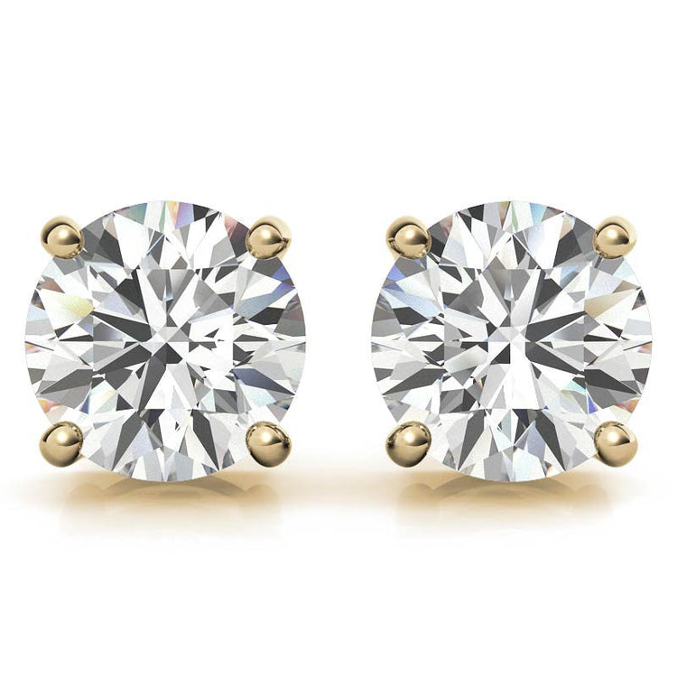1 CTW Lab-Grown Diamond Stud Earrings - G/VS Clarity - 14k Gold Over Sterling Silver - White or Yellow Gold Option VossAgin