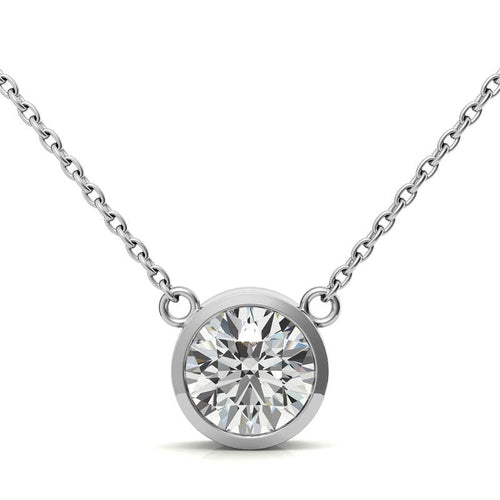 3.00 CTW Lab Grown Diamond Bezel Pendant Necklace in 14K Gold VossAgin