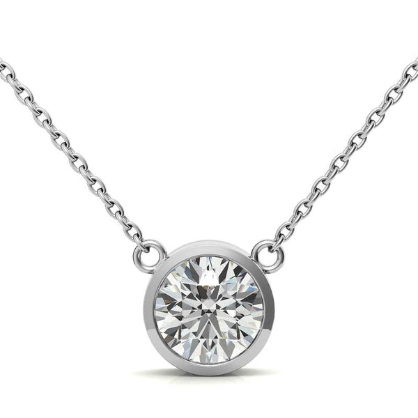 3.00 CTW Lab Grown Diamond Bezel Pendant Necklace in 14K Gold VossAgin