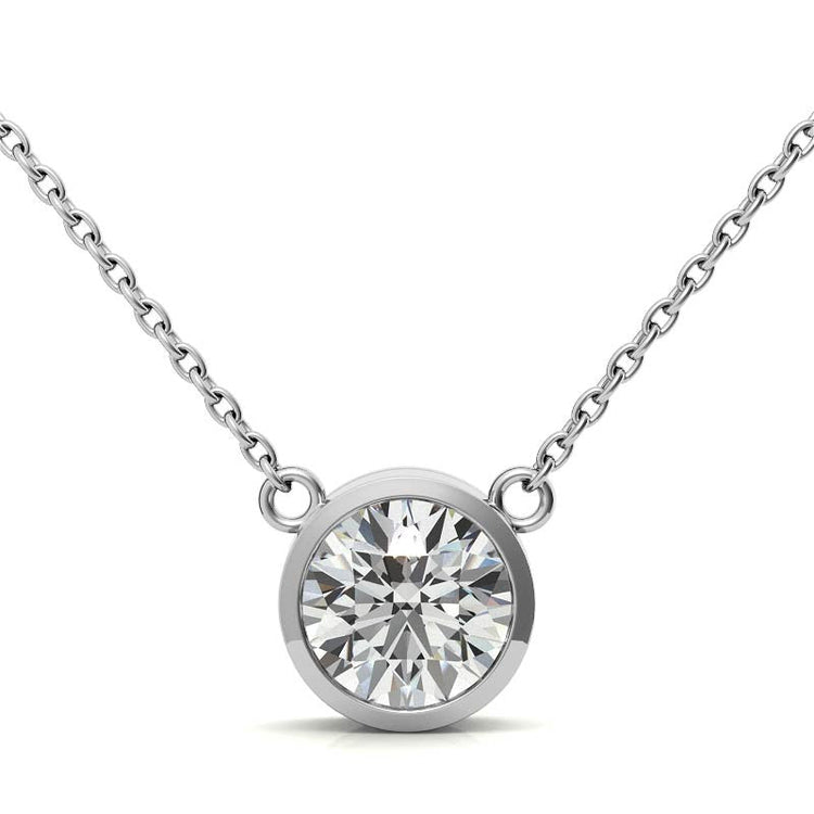 3.00 CTW Lab Grown Diamond Bezel Pendant Necklace in 14K Gold VossAgin
