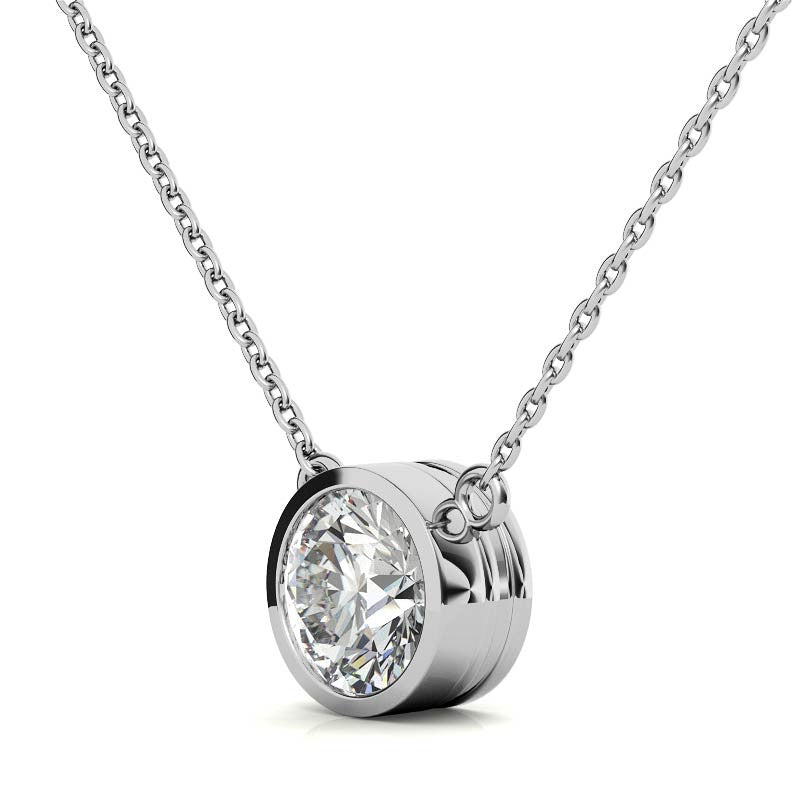 3.00 CTW Lab Grown Diamond Bezel Pendant Necklace in 14K Gold VossAgin