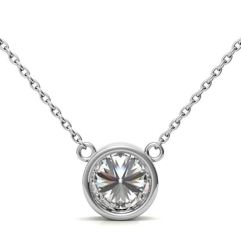 3.00 CTW Lab Grown Diamond Bezel Pendant Necklace in 14K Gold VossAgin