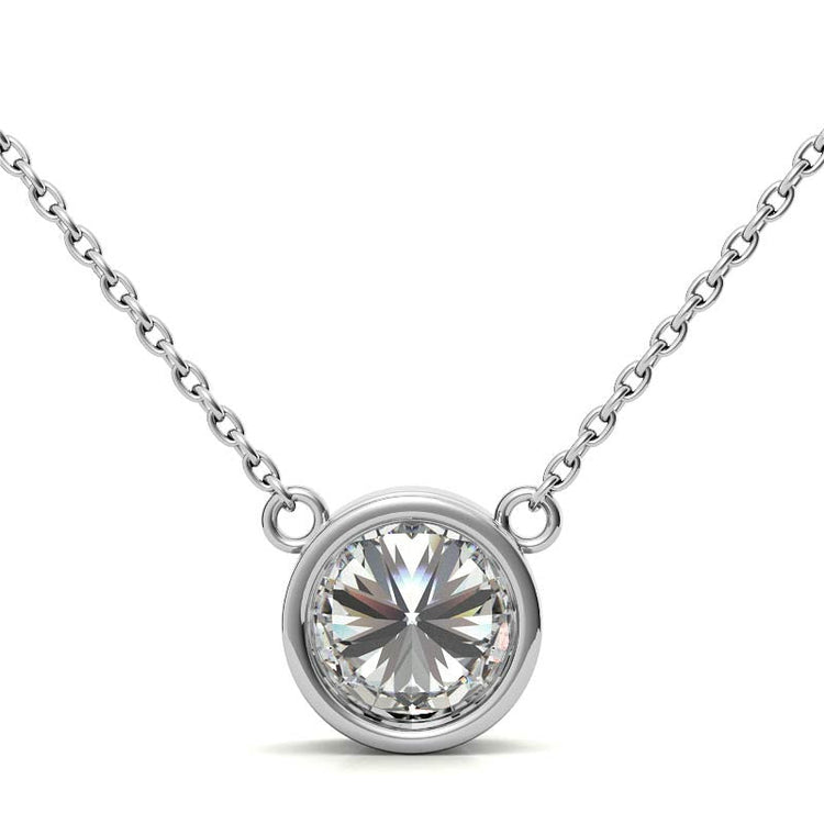 3.00 CTW Lab Grown Diamond Bezel Pendant Necklace in 14K Gold VossAgin