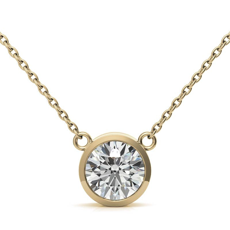 3.00 CTW Lab Grown Diamond Bezel Pendant Necklace in 14K Gold VossAgin
