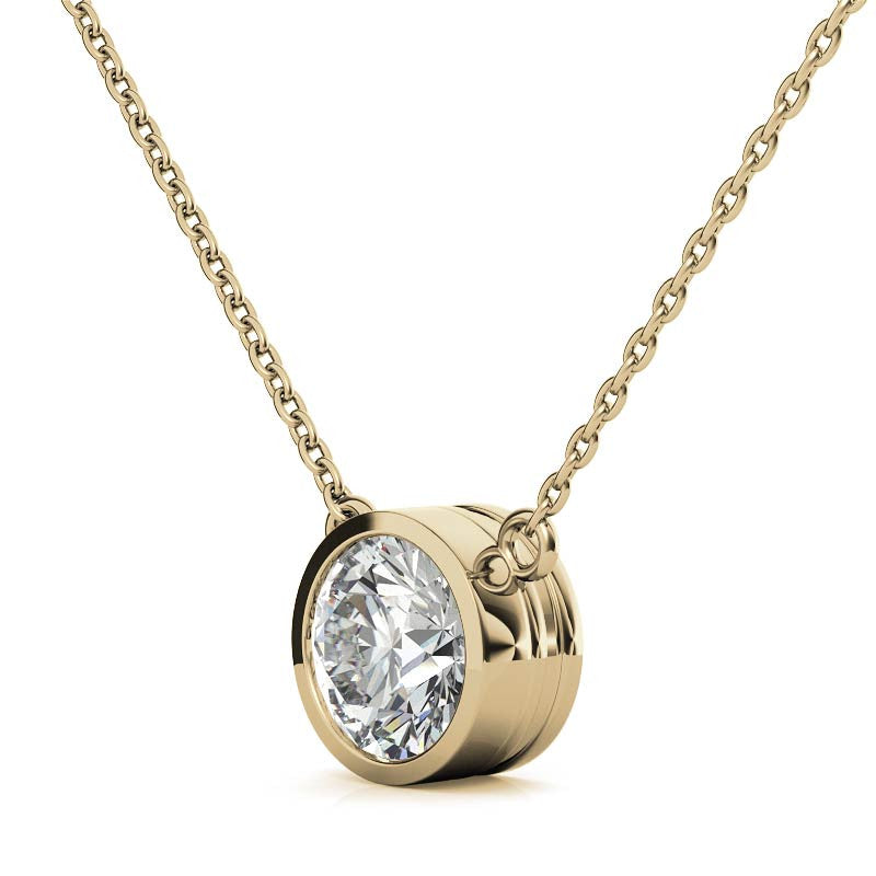3.00 CTW Lab Grown Diamond Bezel Pendant Necklace in 14K Gold VossAgin