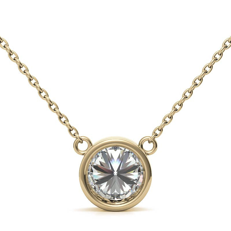 3.00 CTW Lab Grown Diamond Bezel Pendant Necklace in 14K Gold VossAgin