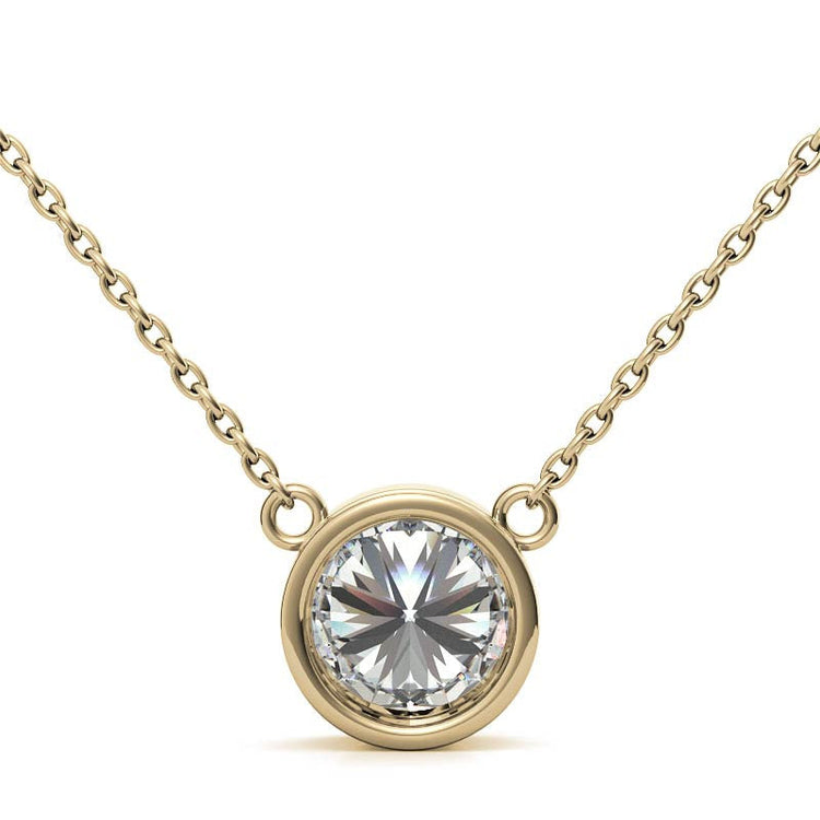3.00 CTW Lab Grown Diamond Bezel Pendant Necklace in 14K Gold VossAgin