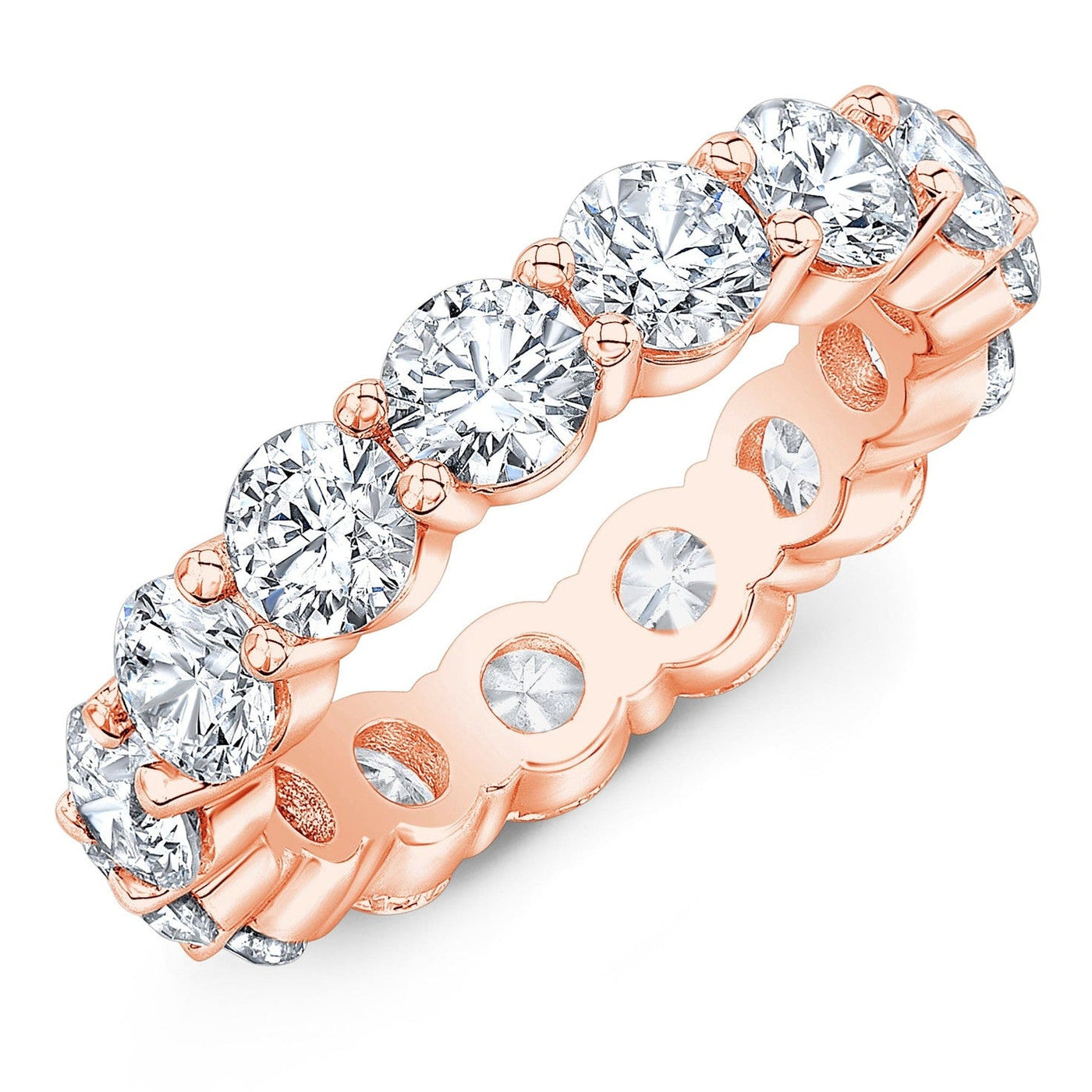 5.00 CTW Created Moissanite Eternity Band in 14k Gold Overlay – Round Cut Classic Ring VossAgin