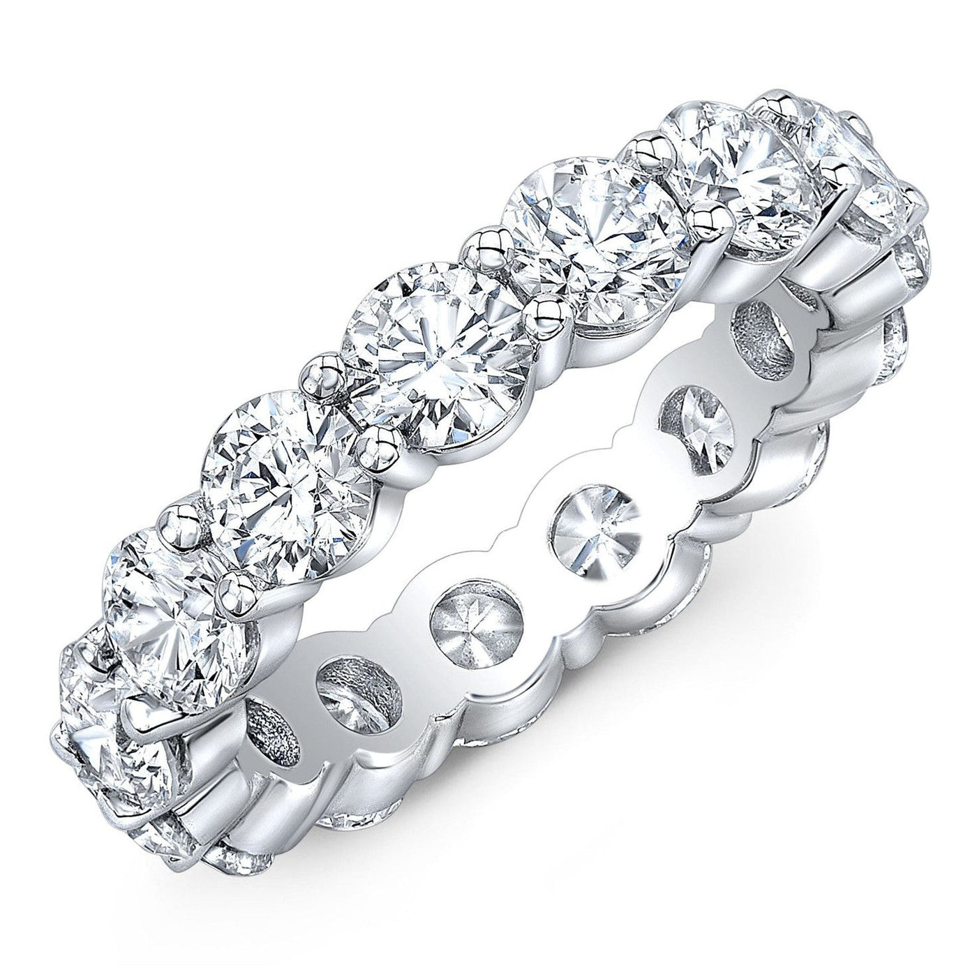 5.00 CTW Created Moissanite Eternity Band in 14k Gold Overlay – Round Cut Classic Ring VossAgin