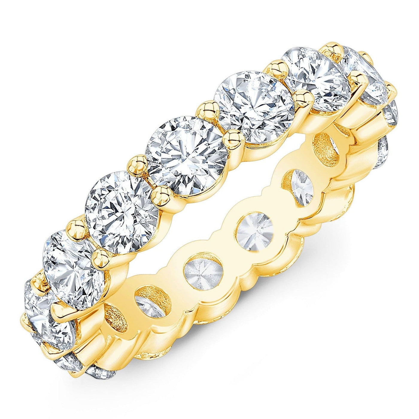 5.00 CTW Created Moissanite Eternity Band in 14k Gold Overlay – Round Cut Classic Ring VossAgin