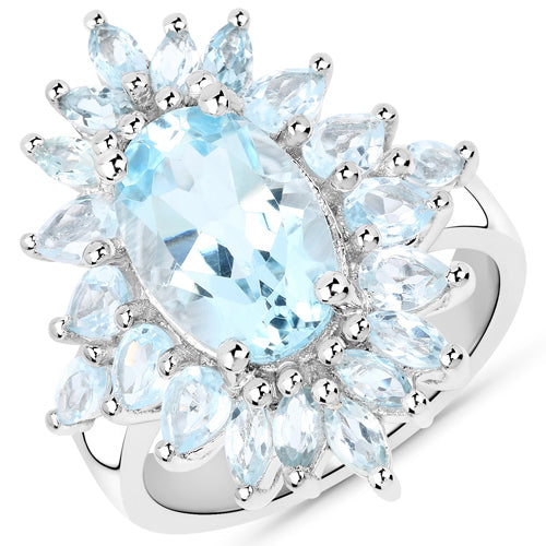 19.18 Carat Genuine Blue Topaz .925 Sterling Silver 3 Piece Jewelry Set (Ring, Earrings, and Pendant w/ Chain) Bids.com