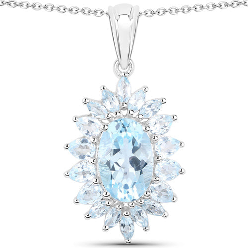 19.18 Carat Genuine Blue Topaz .925 Sterling Silver 3 Piece Jewelry Set (Ring, Earrings, and Pendant w/ Chain) Bids.com