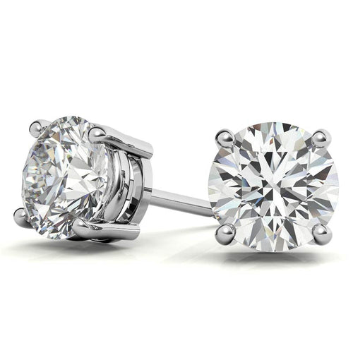1 CTW Lab-Grown Diamond Stud Earrings - G/VS Clarity - 14k Gold Over Sterling Silver - White or Yellow Gold Option VossAgin